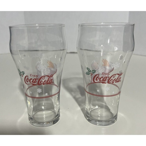 2 Vintage Coca- Cola Happy Holidays 1997 Glasses‎ - Picture 1 of 3